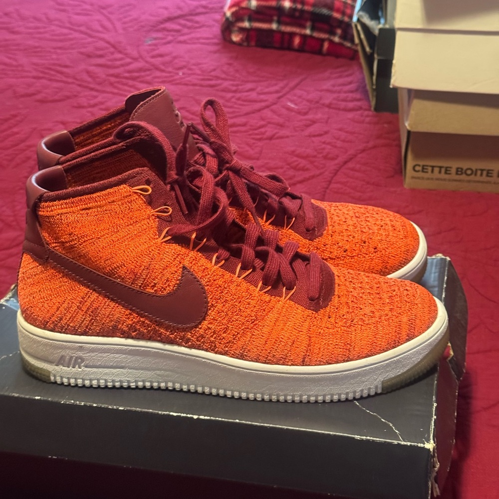 Nike Bright Orange and Deep Red High-Tops
